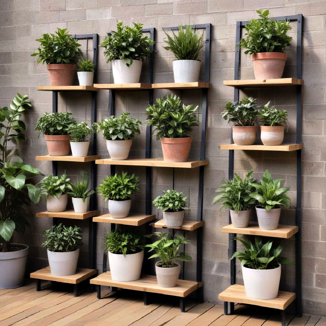 outdoor shelving with plants