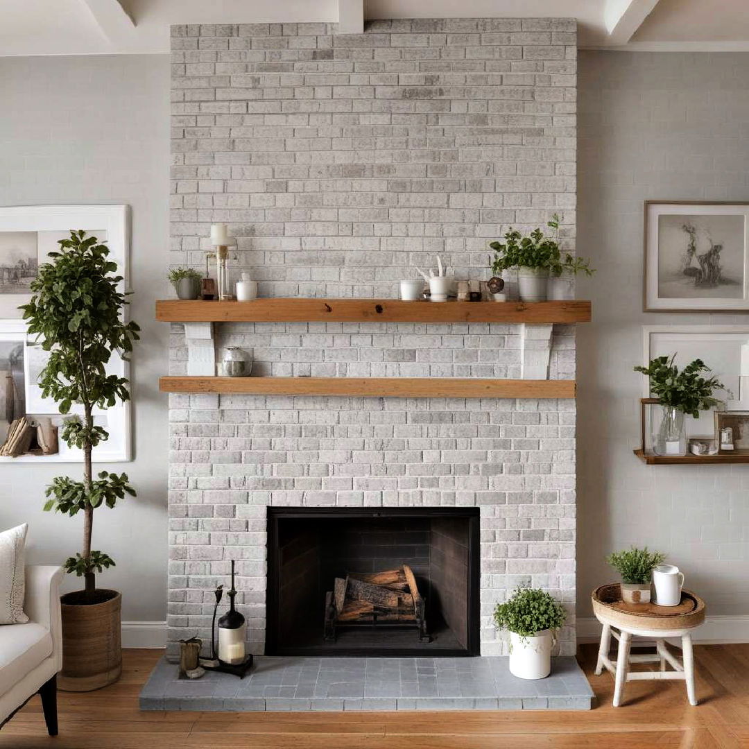 painted brick fireplace