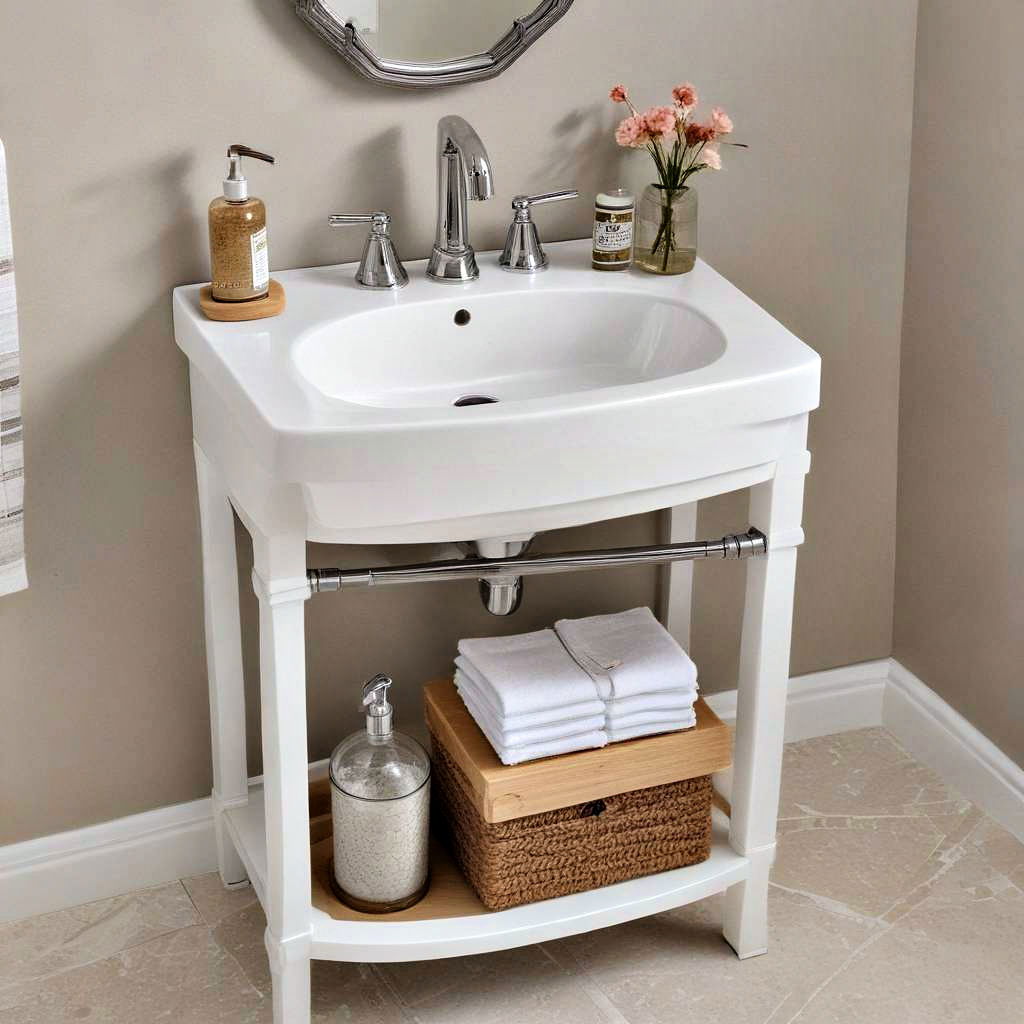 pedestal sink shelf