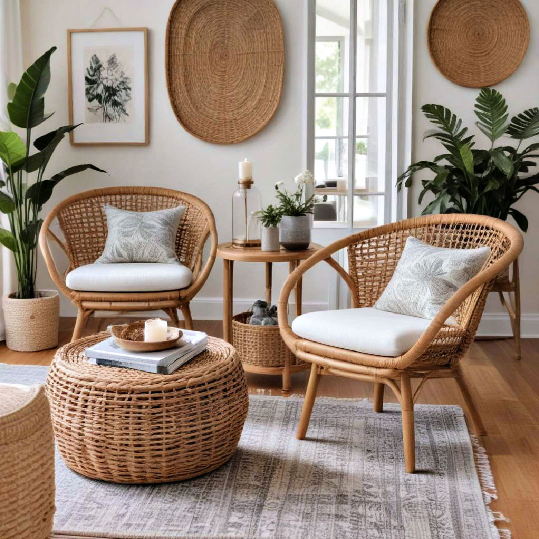 place wicker or rattan accents