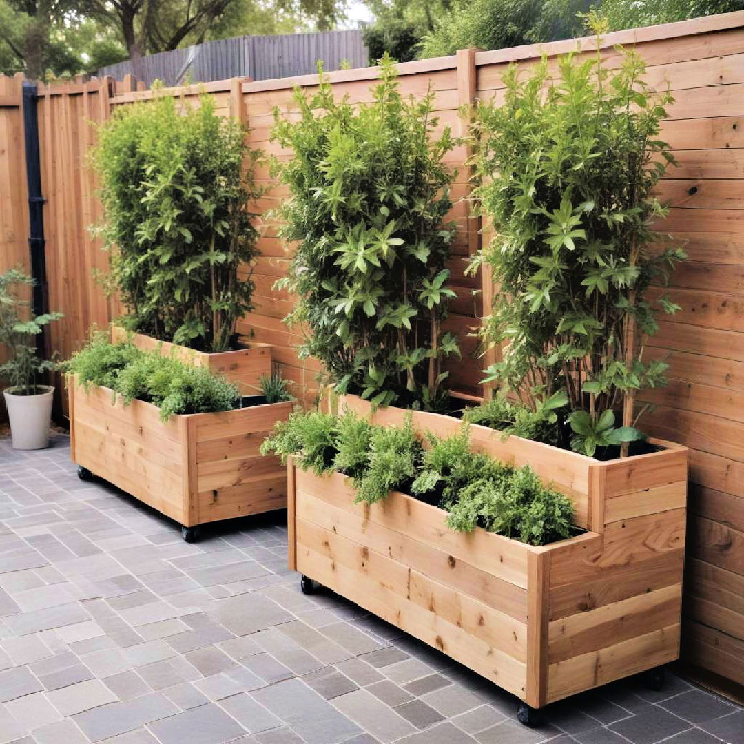 privacy planters on wheels