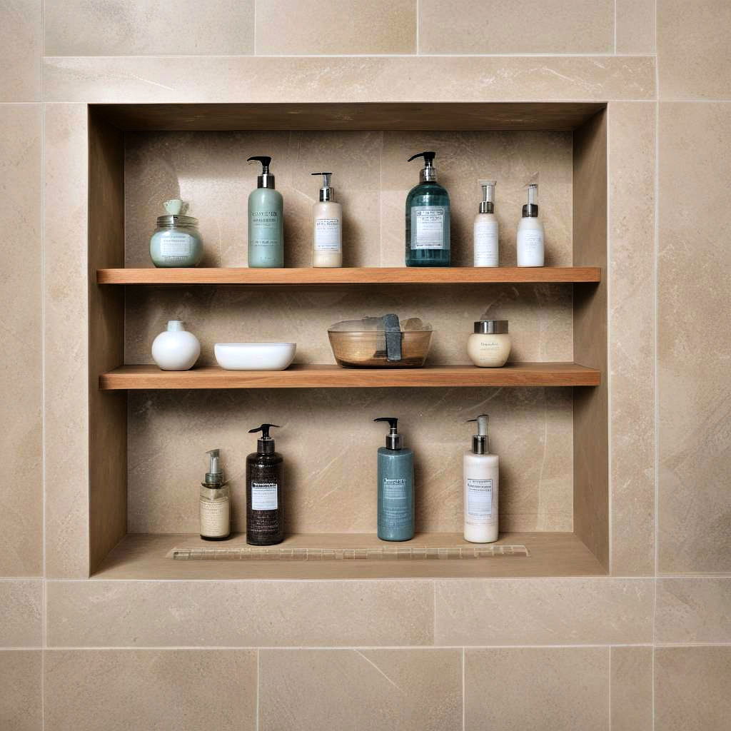 recessed shower shelf