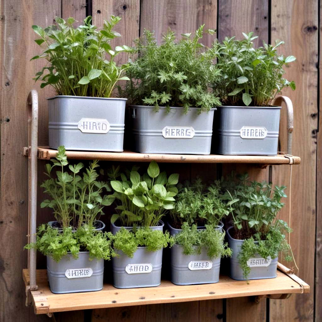 recycled container herb garden