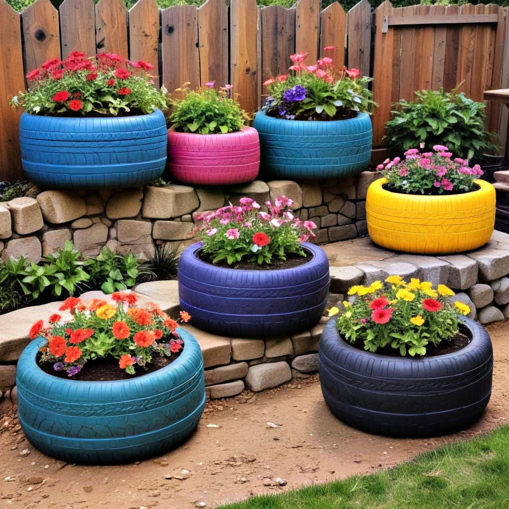 recycled tire planters