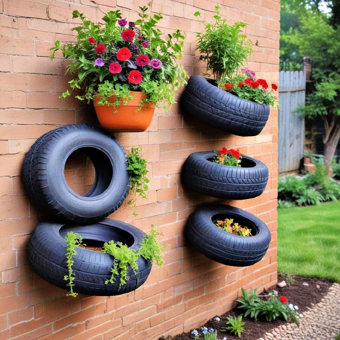 repurpose old tires as planters