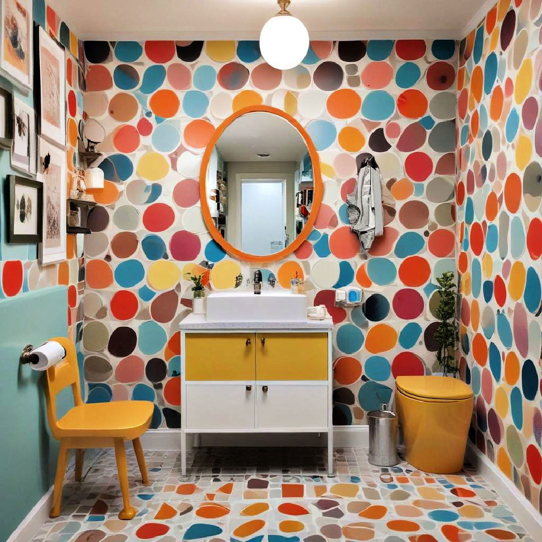 retro pop basement bathroom