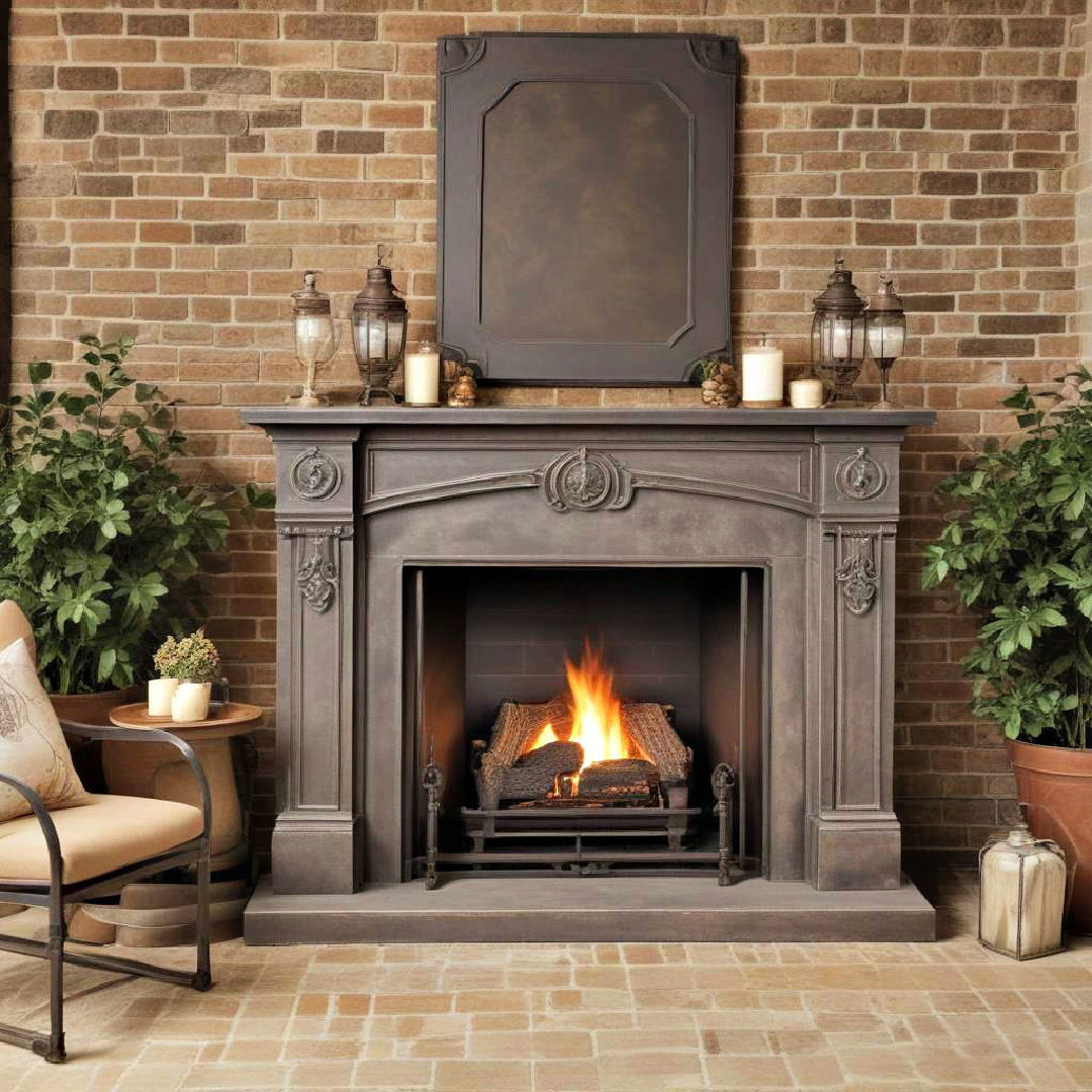 rustic iron fireplace