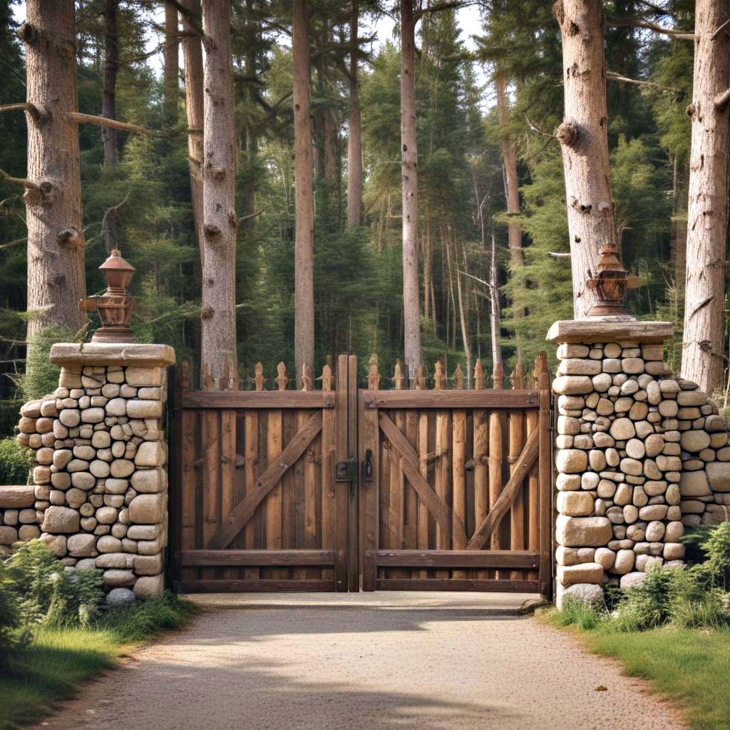 rustic log cabin gates