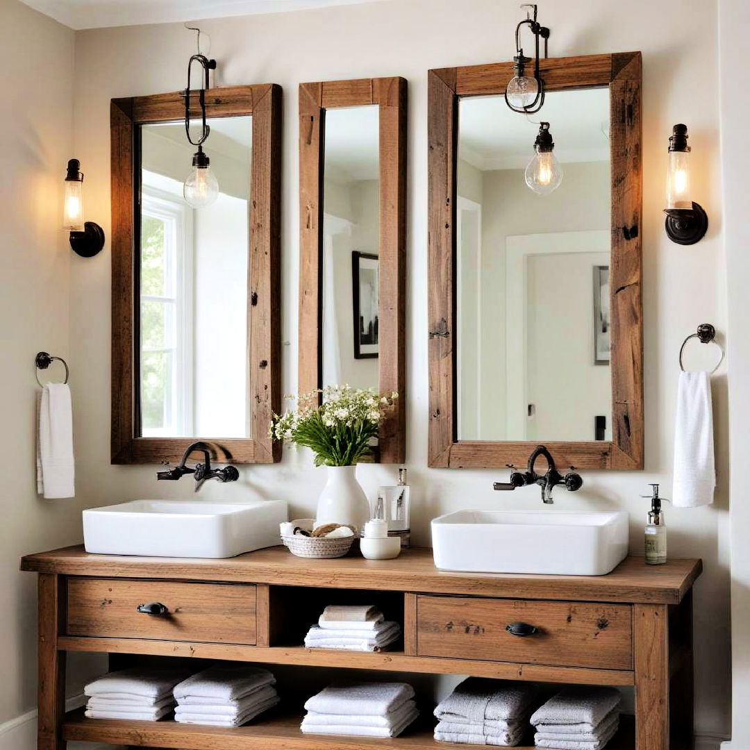 rustic wood framed mirrors