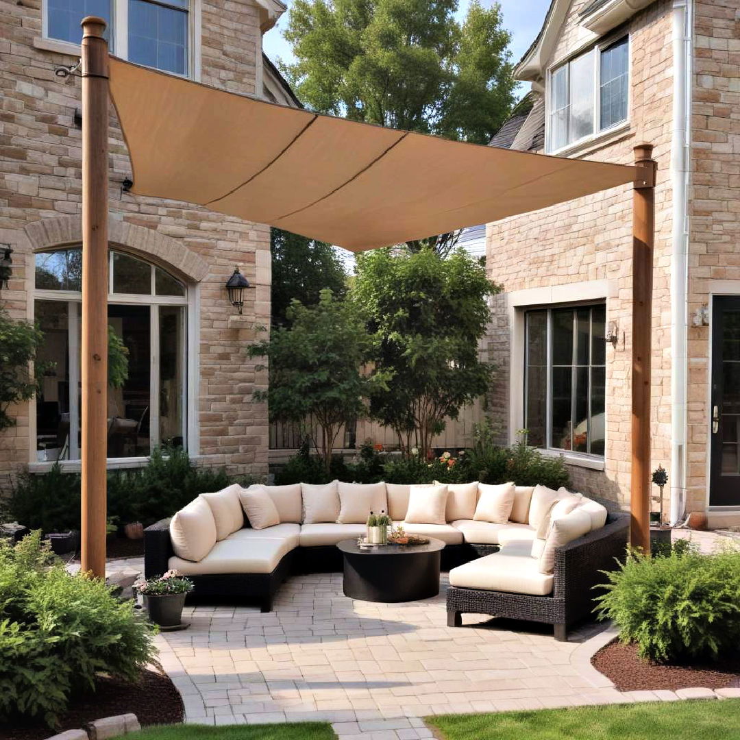 sail shade with paver base