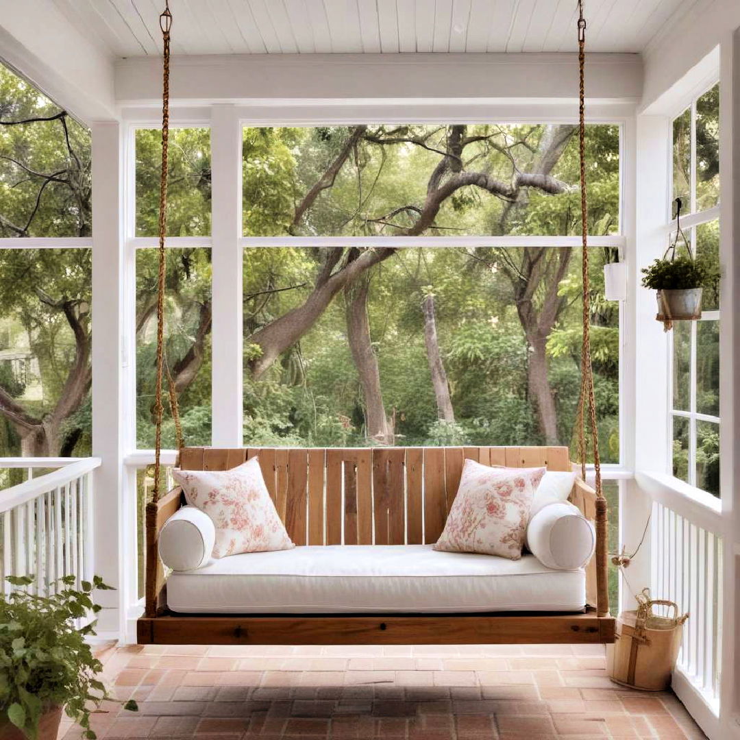 set up a porch swing indoors