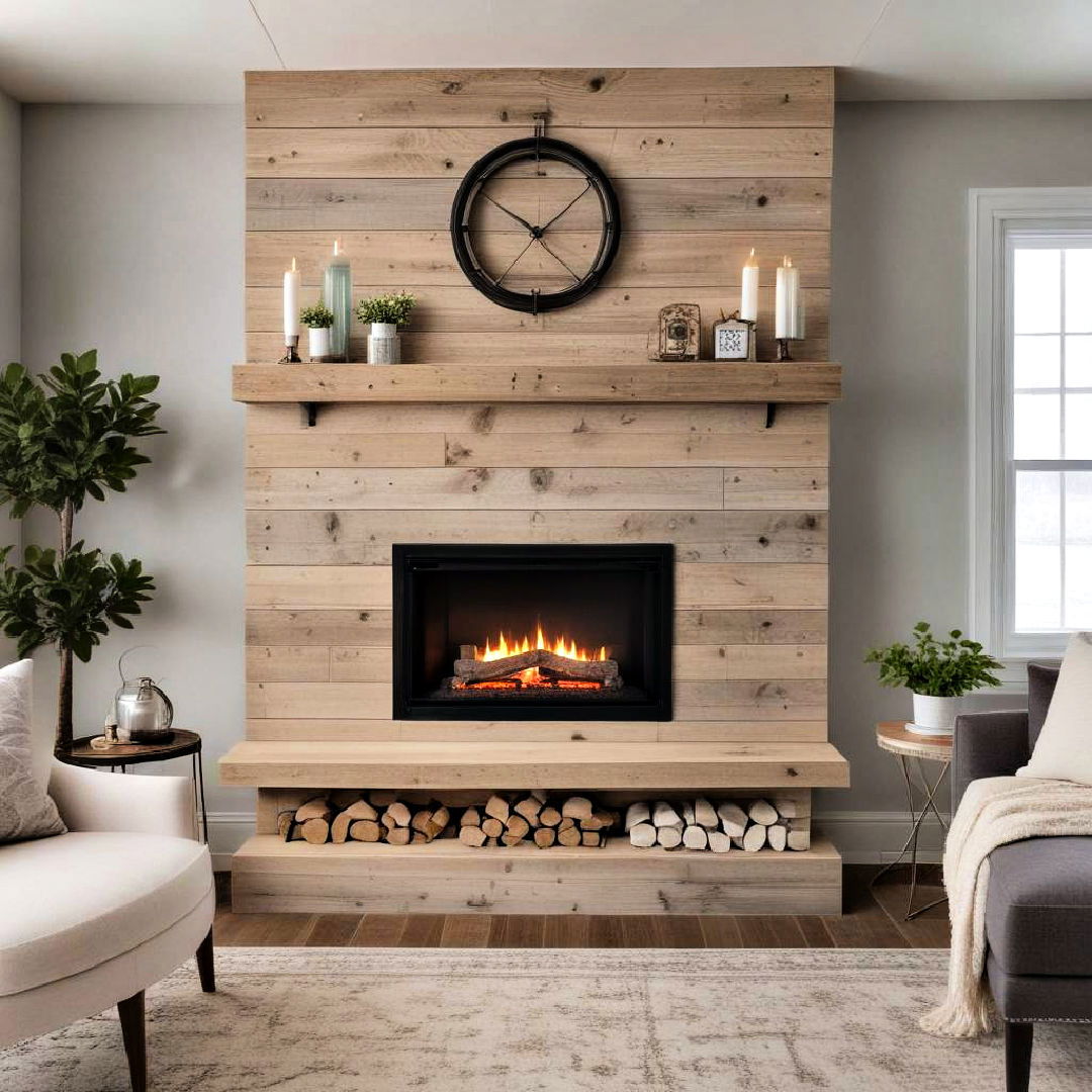 shiplap faux fireplace