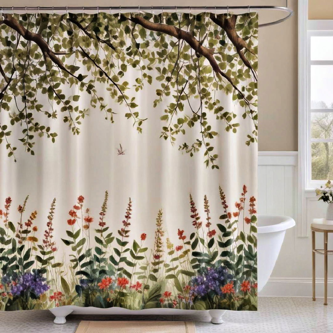 shower curtain with nature prints