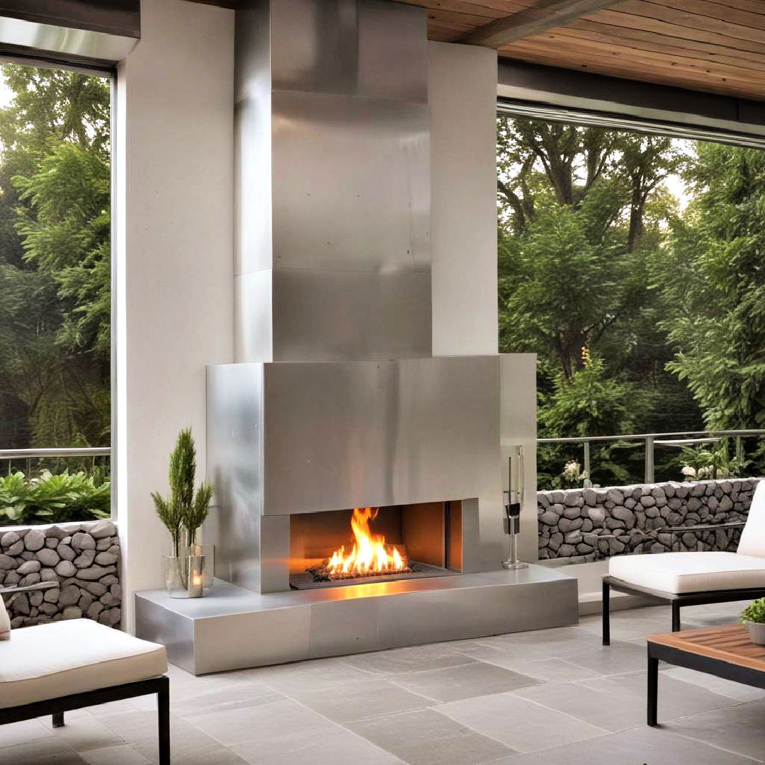 stainless steel fireplace