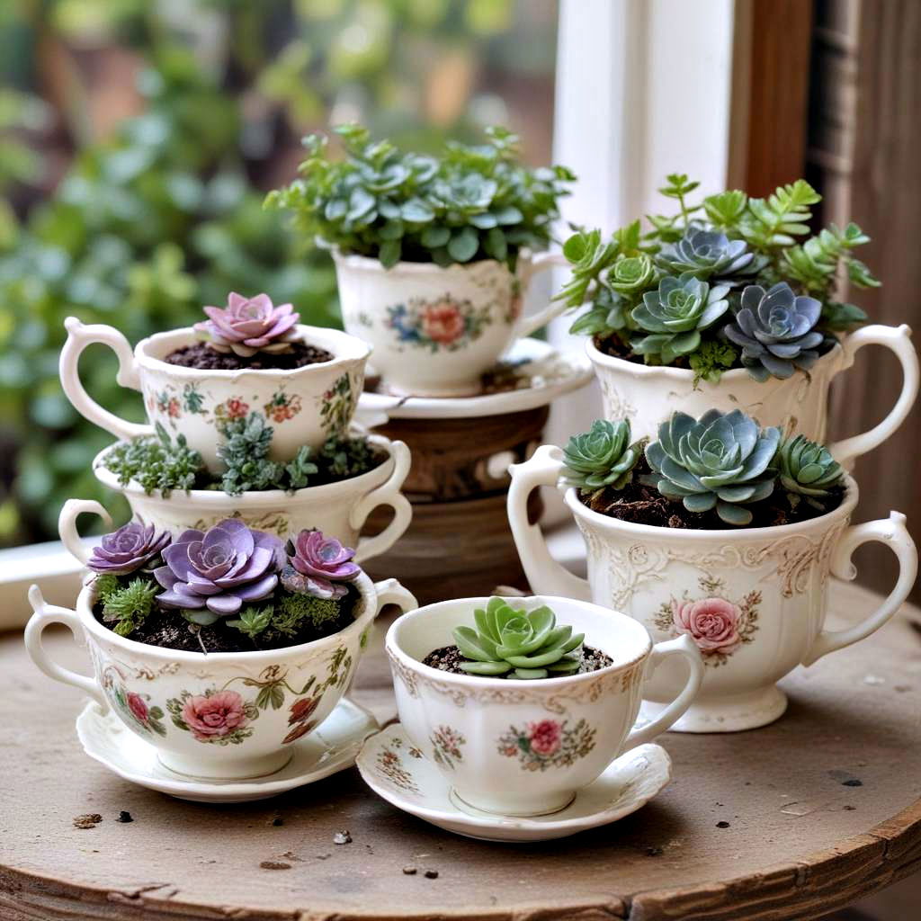 teacup and teapot planters