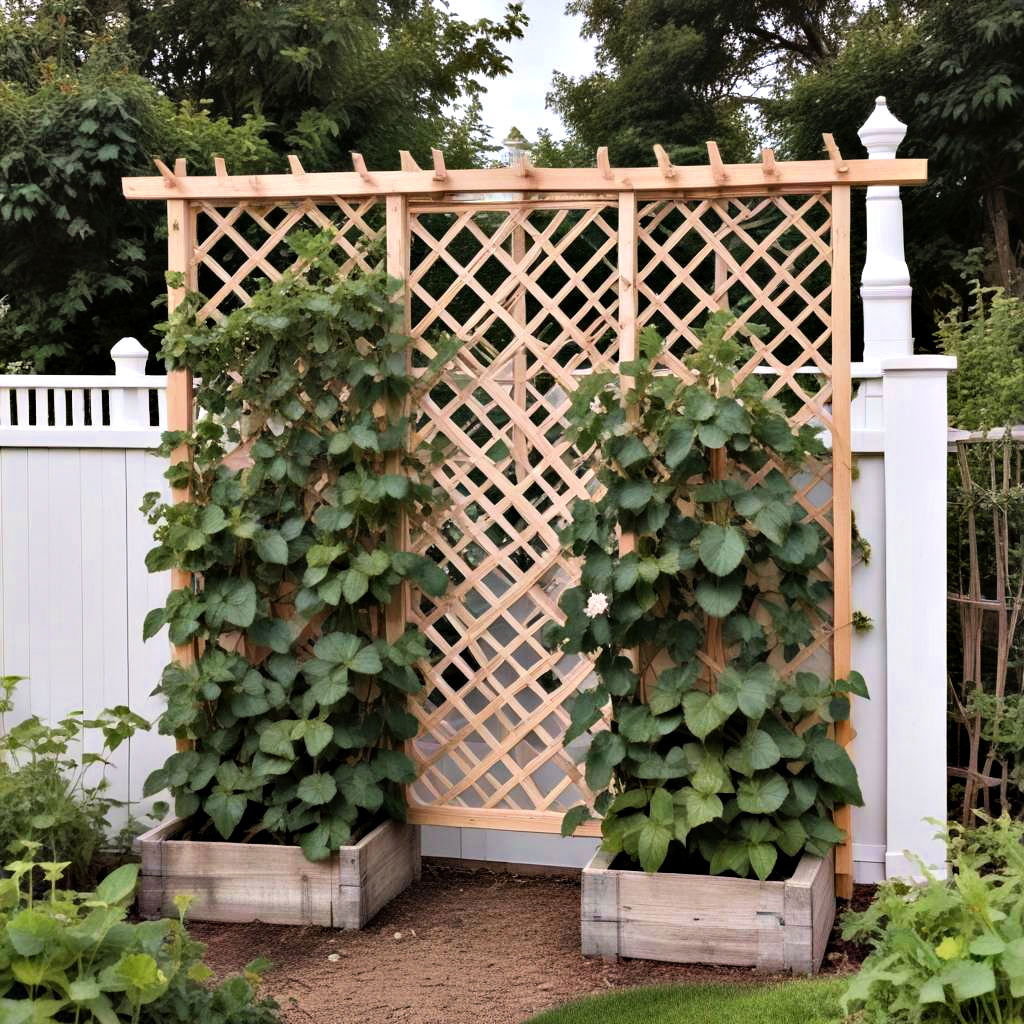 traditional wooden lattice trellis