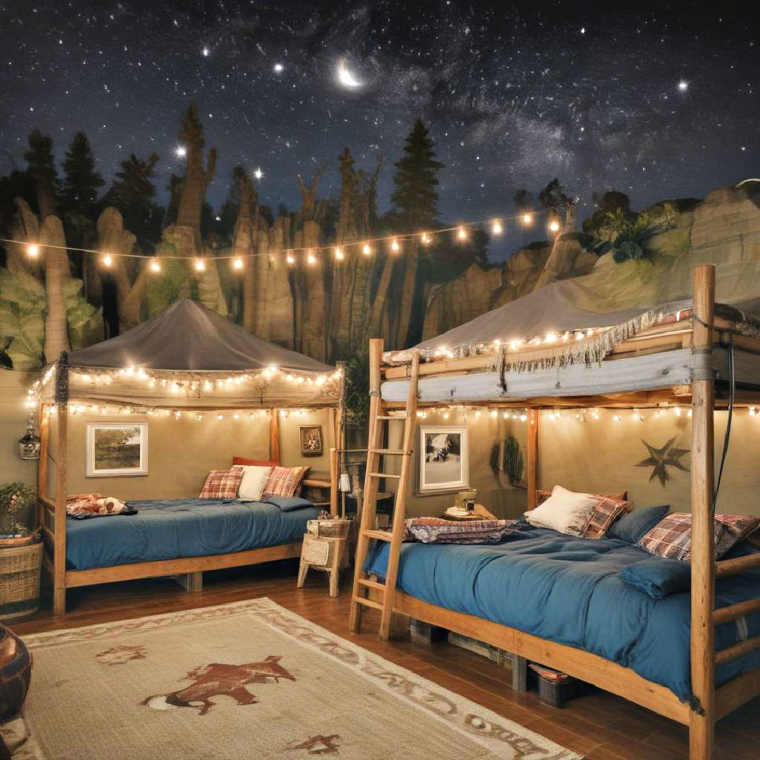 under the stars campout bunk room
