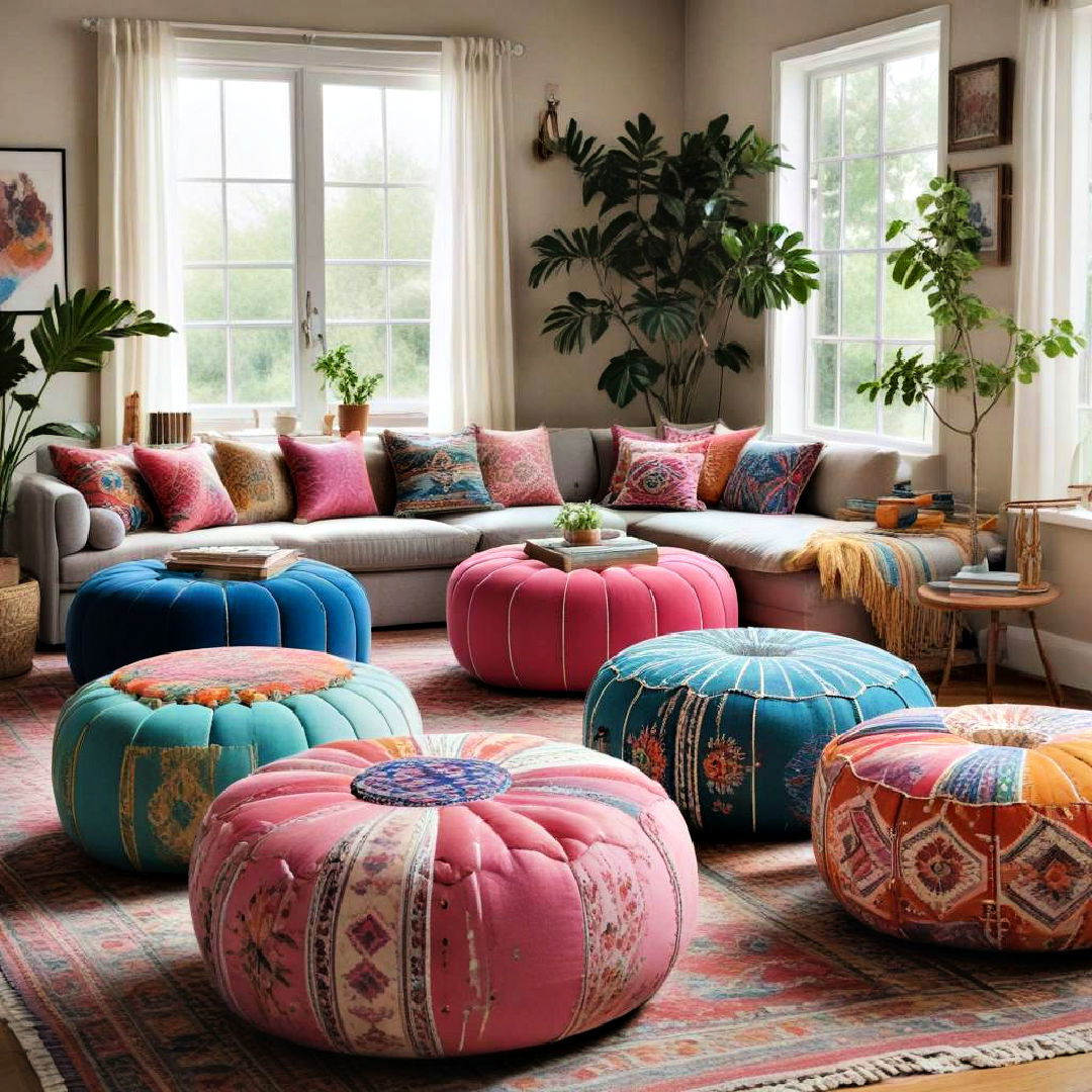 use colorful poufs