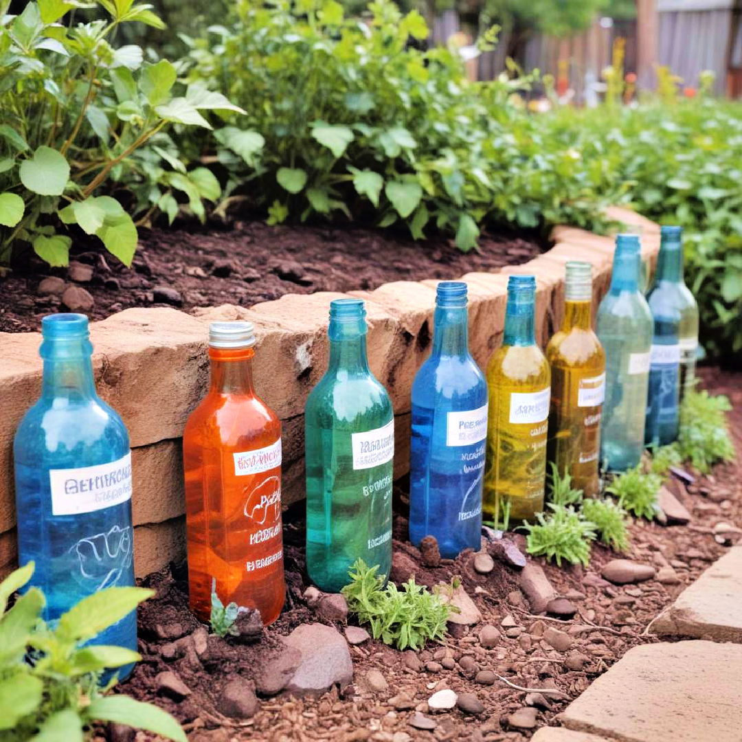 use recycled glass bottles for garden edging