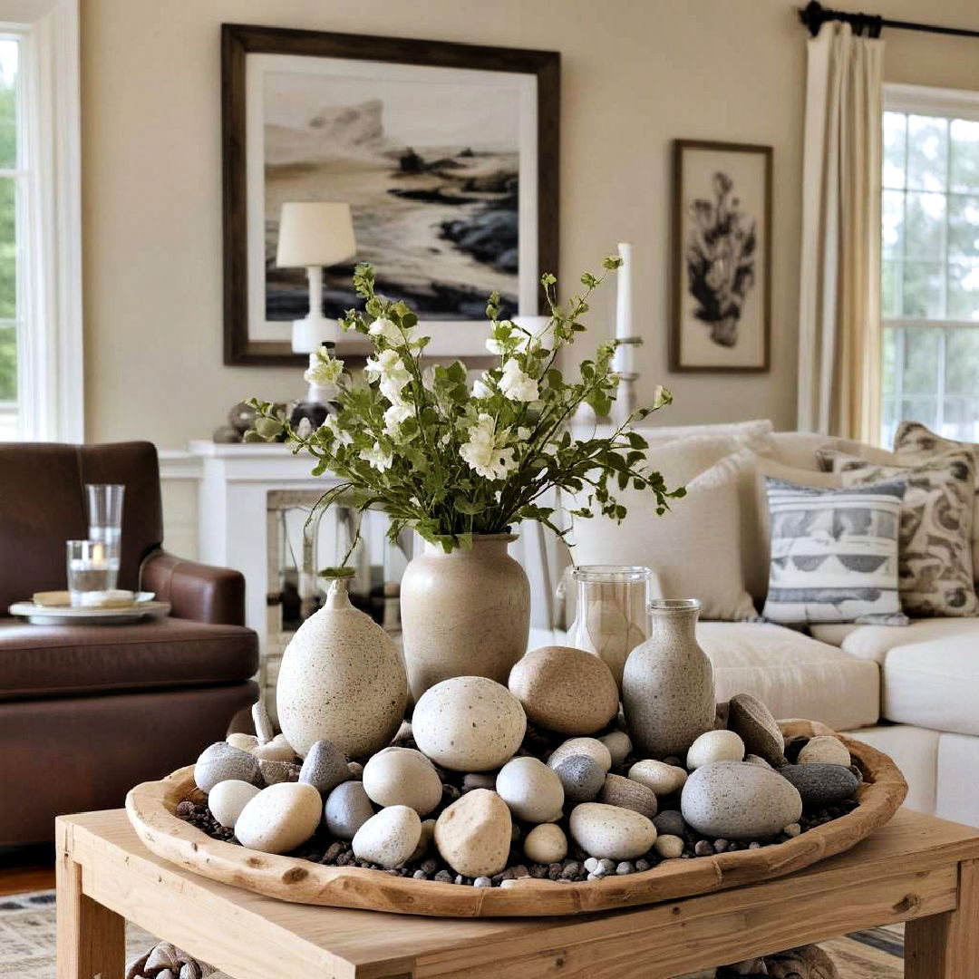 use stone or pebble accents