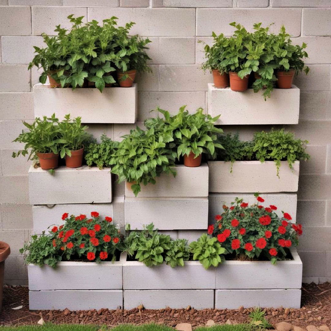 vertical cinder block garden