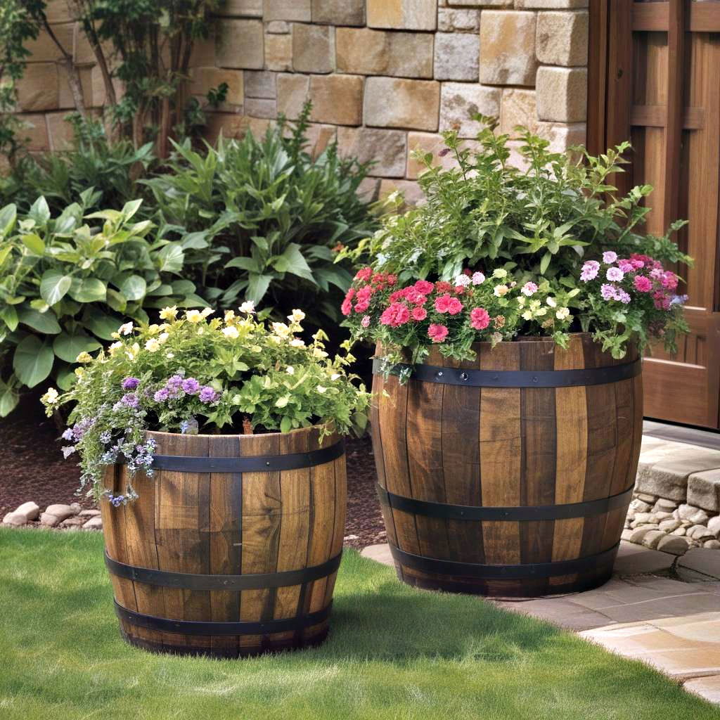 whiskey barrel planters