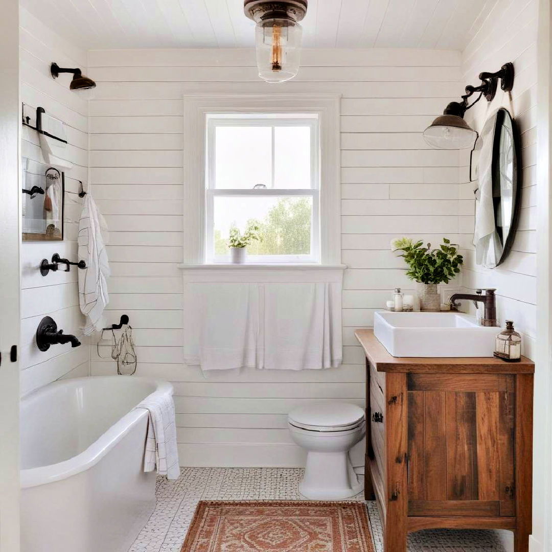 white shiplap walls