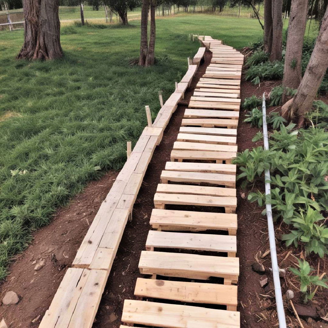 wooden pallet walkway