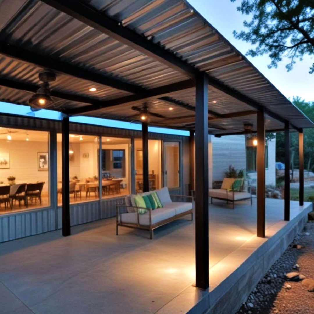 Corrugated Metal porch ceiling