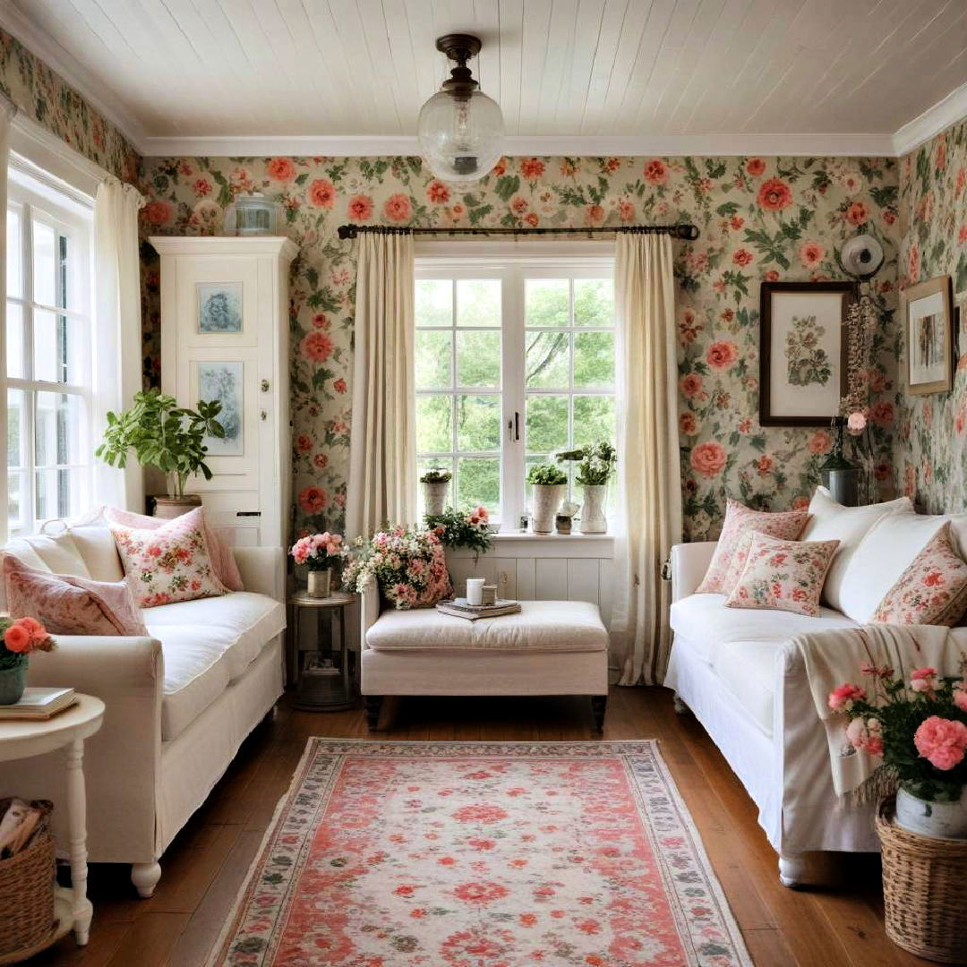 add floral patterns for a cozy cottage vibe