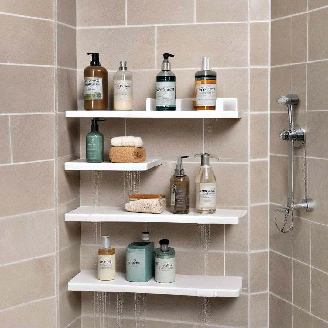 adhesive shower shelves