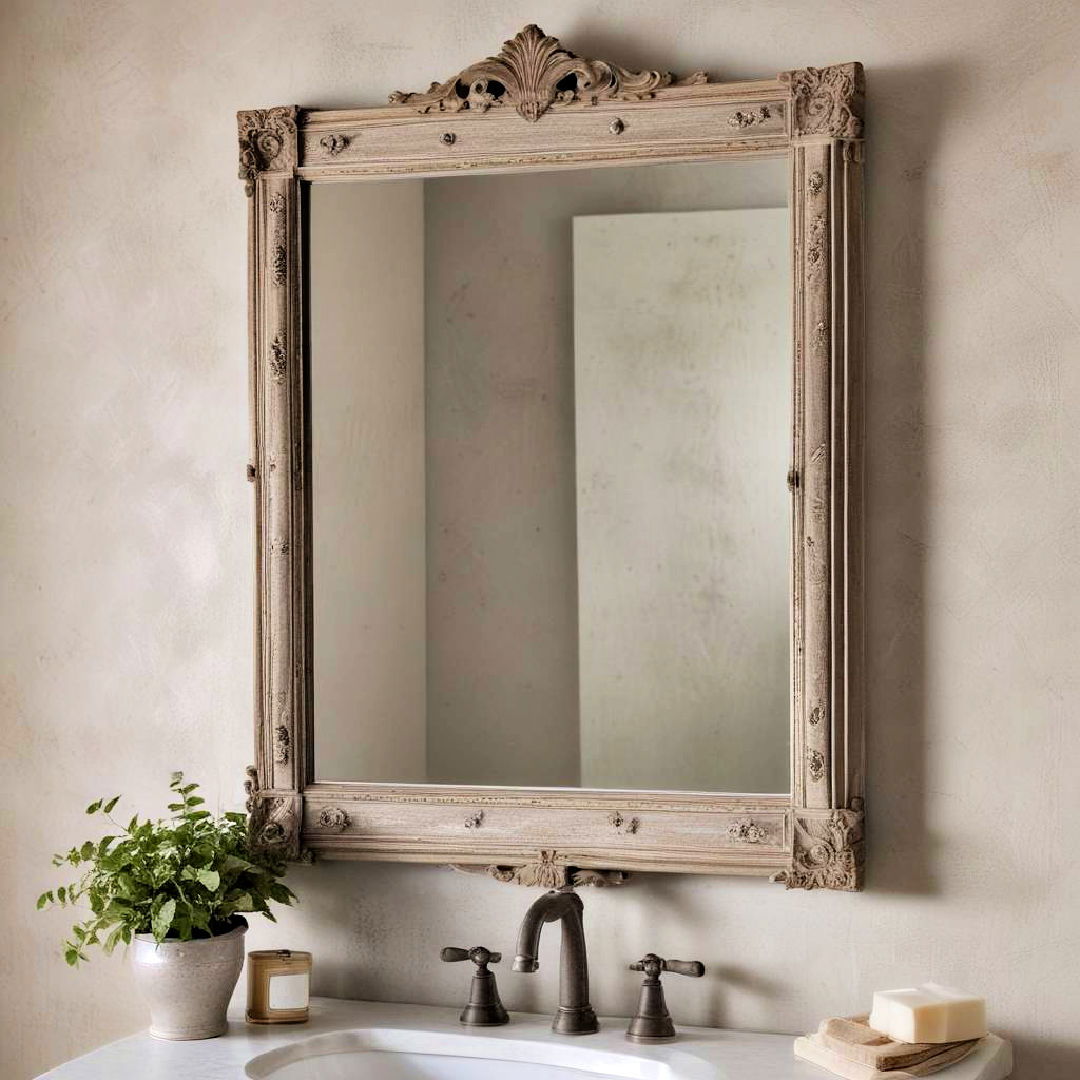 antique mirror with weathered finish