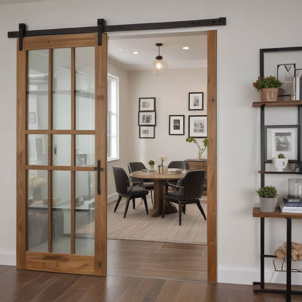 barn door with glass panels