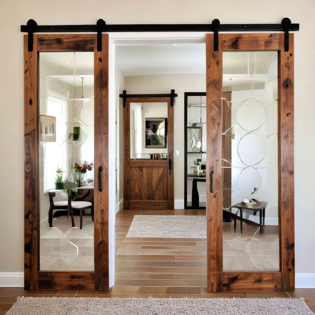 barn doors with inlaid mirrors