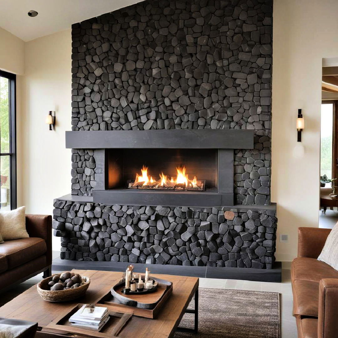 basalt stone fireplace