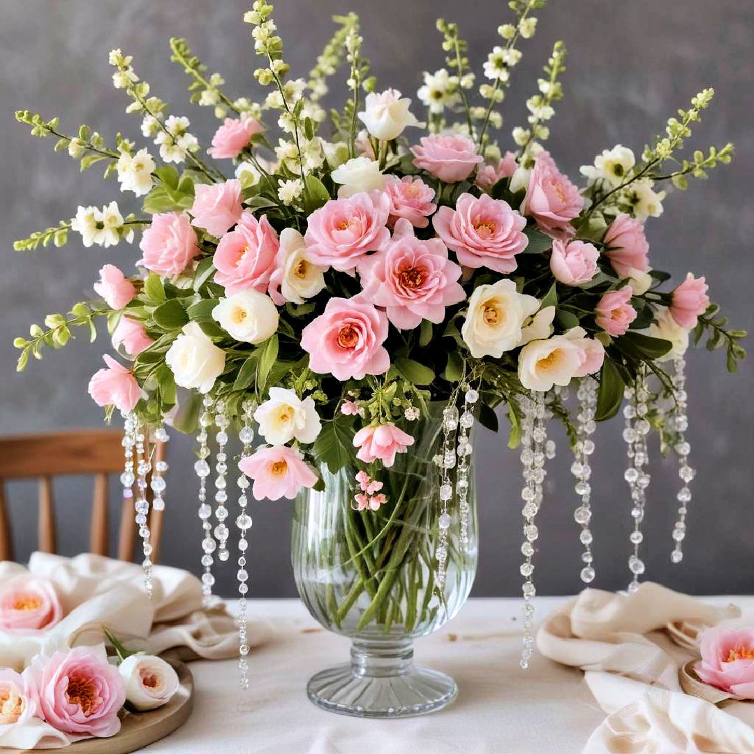 beaded garland and flowers