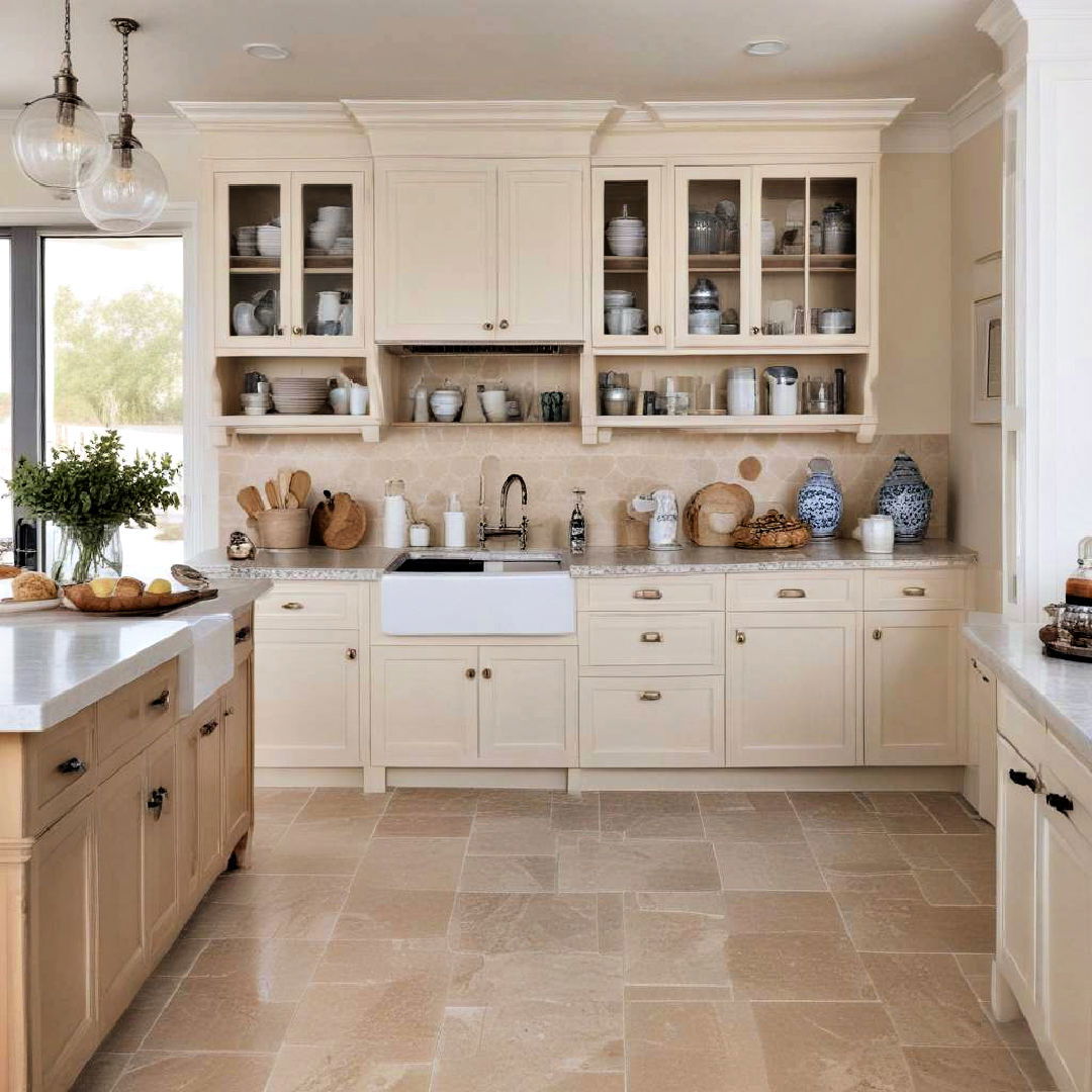 beige cabinets in coastal kitchens