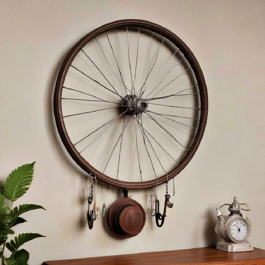 bicycle wheel hat rack