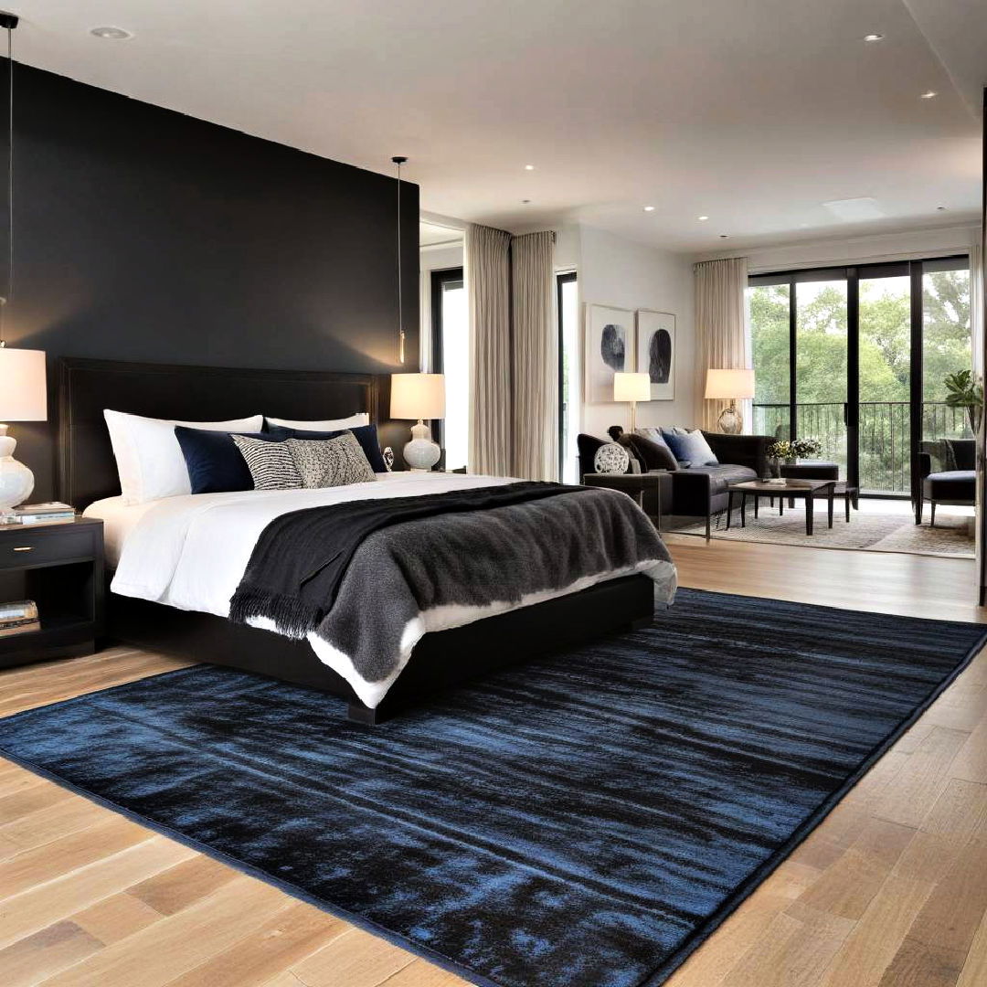 black and blue rug