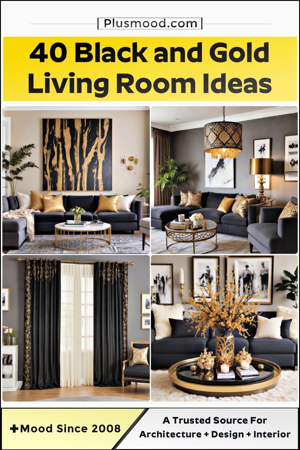 black and gold living room ideas and inspiration