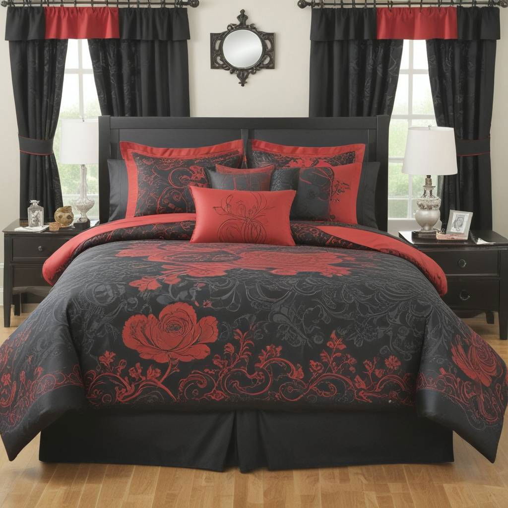 black and red bedding