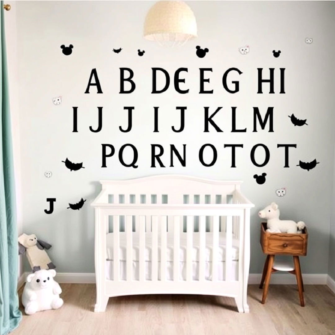 black and white alphabet wall decals