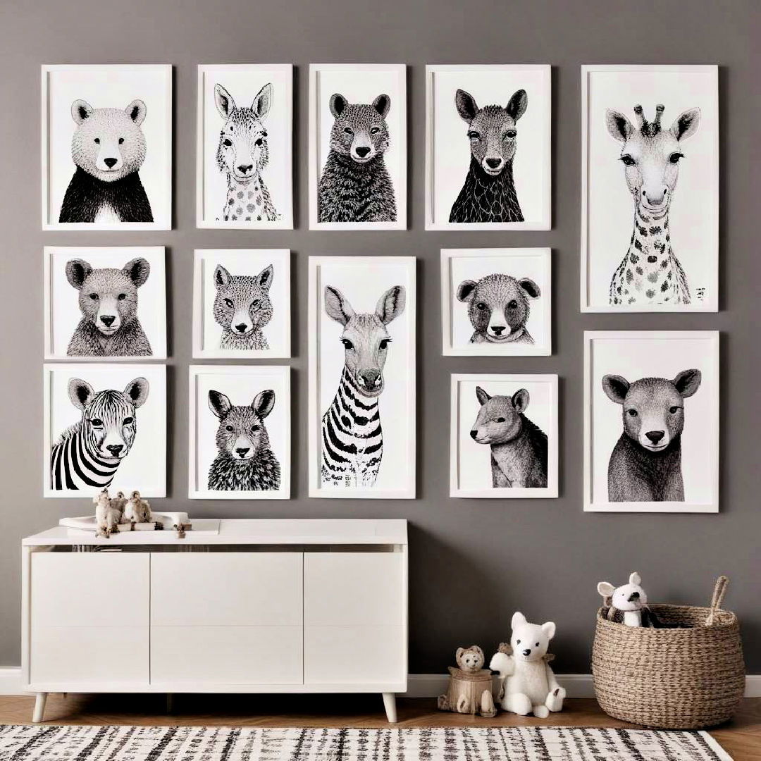 black and white animal wall art