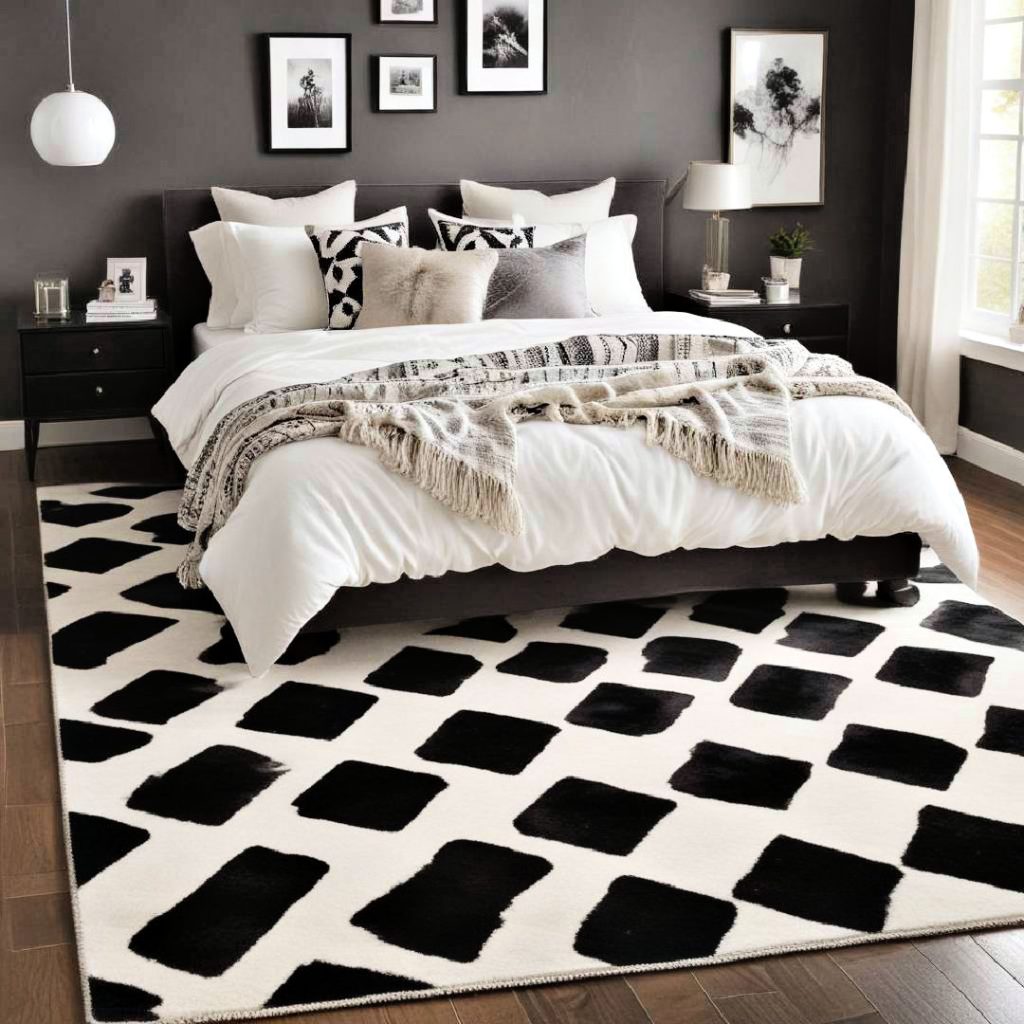 black and white area rug