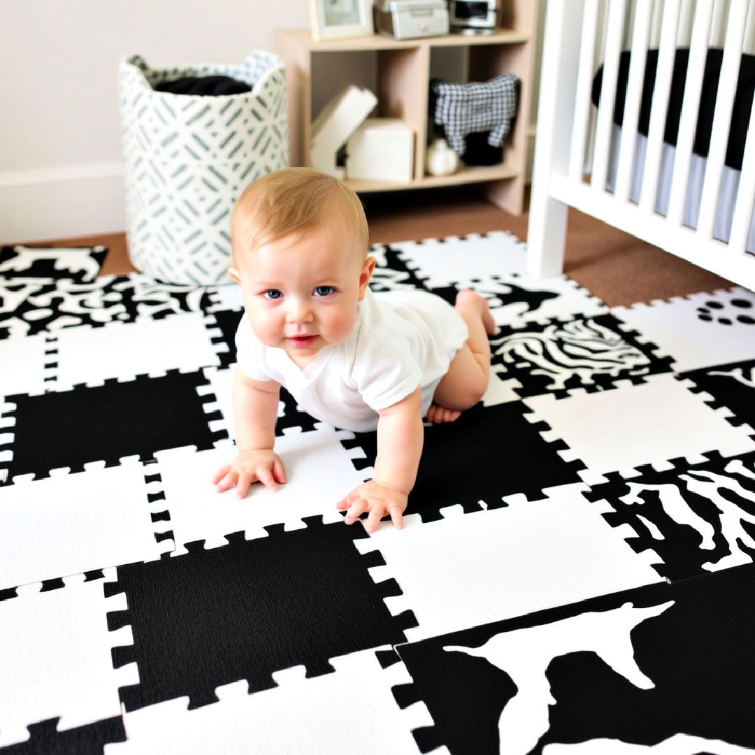 black and white floor mats