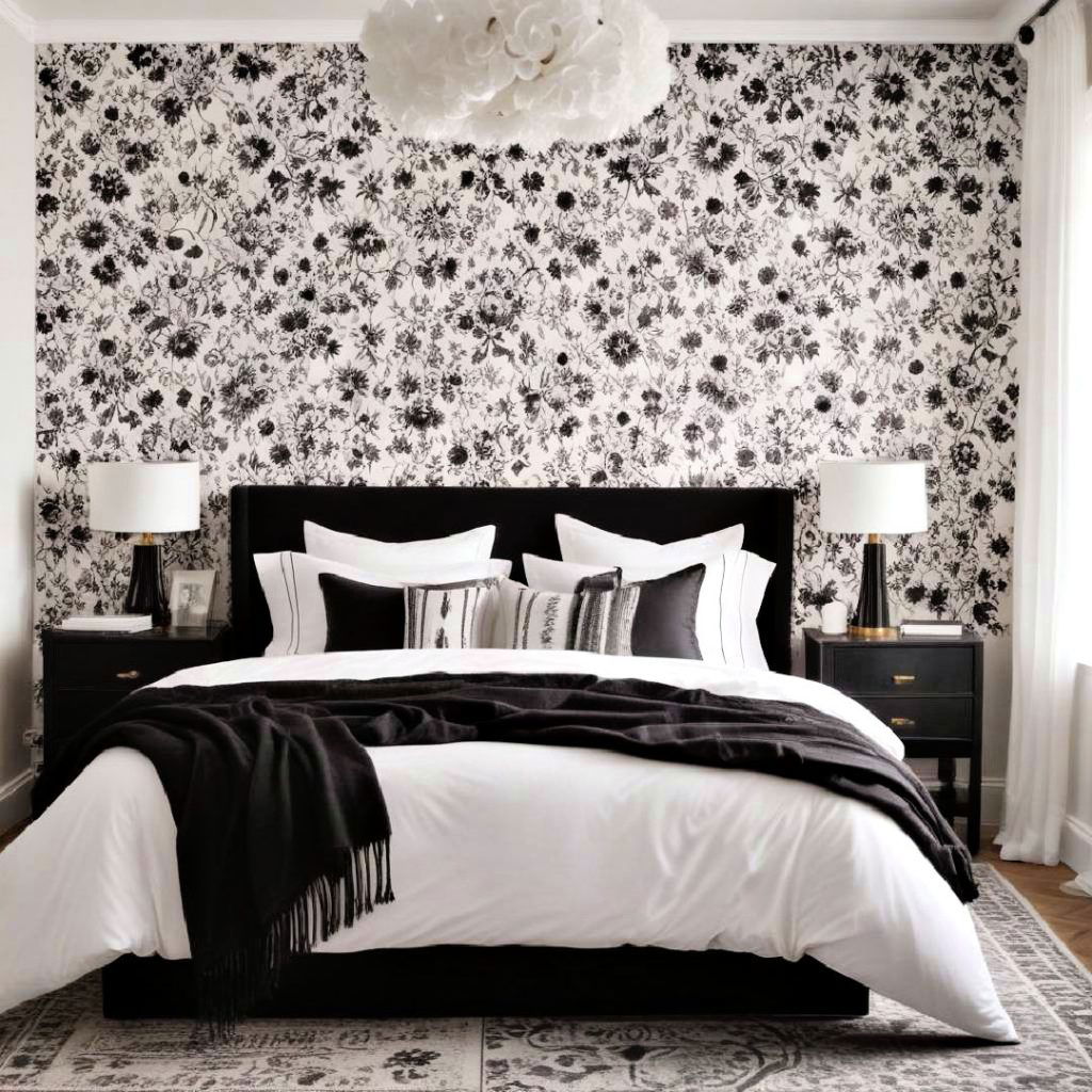 black and white floral patterns