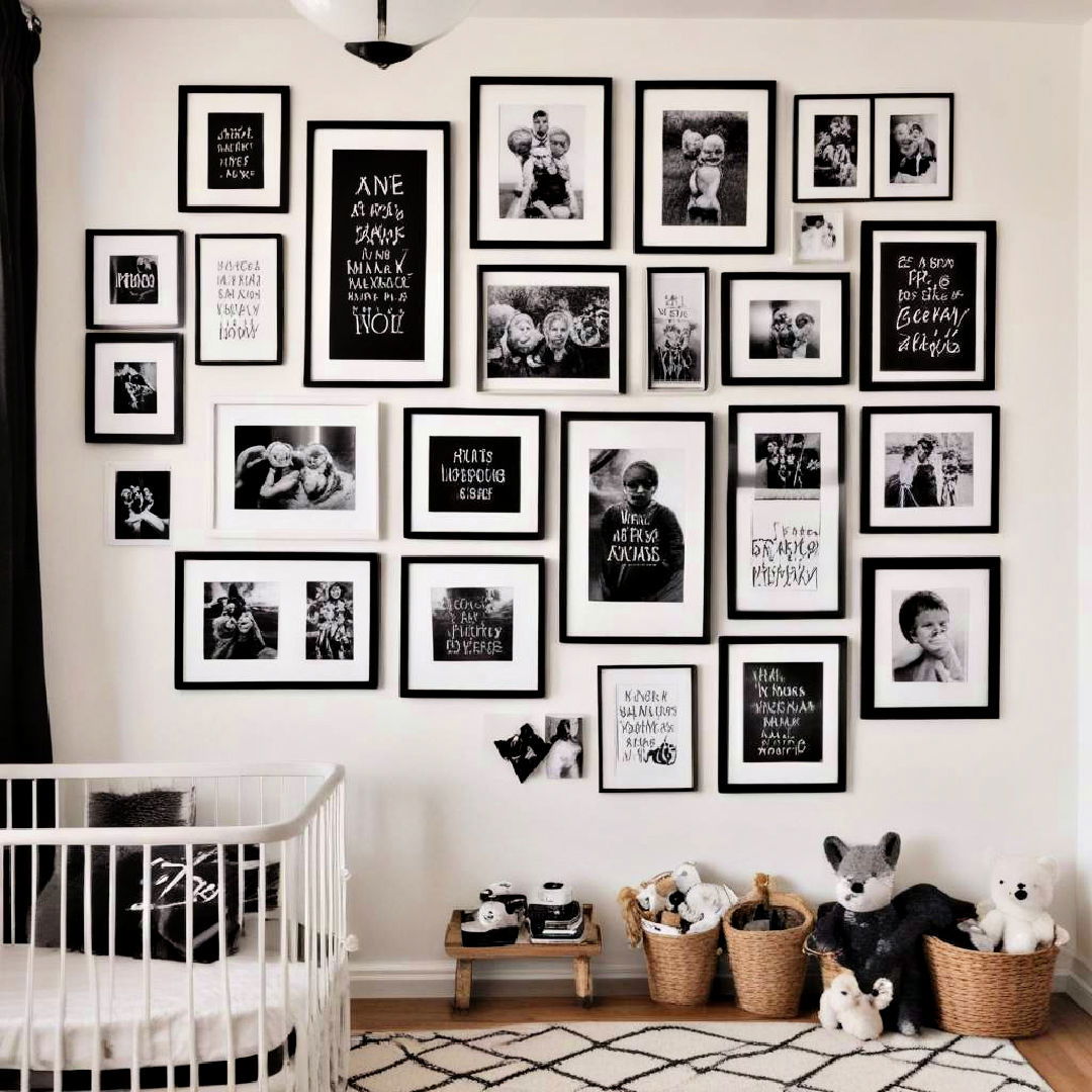 black and white gallery wall