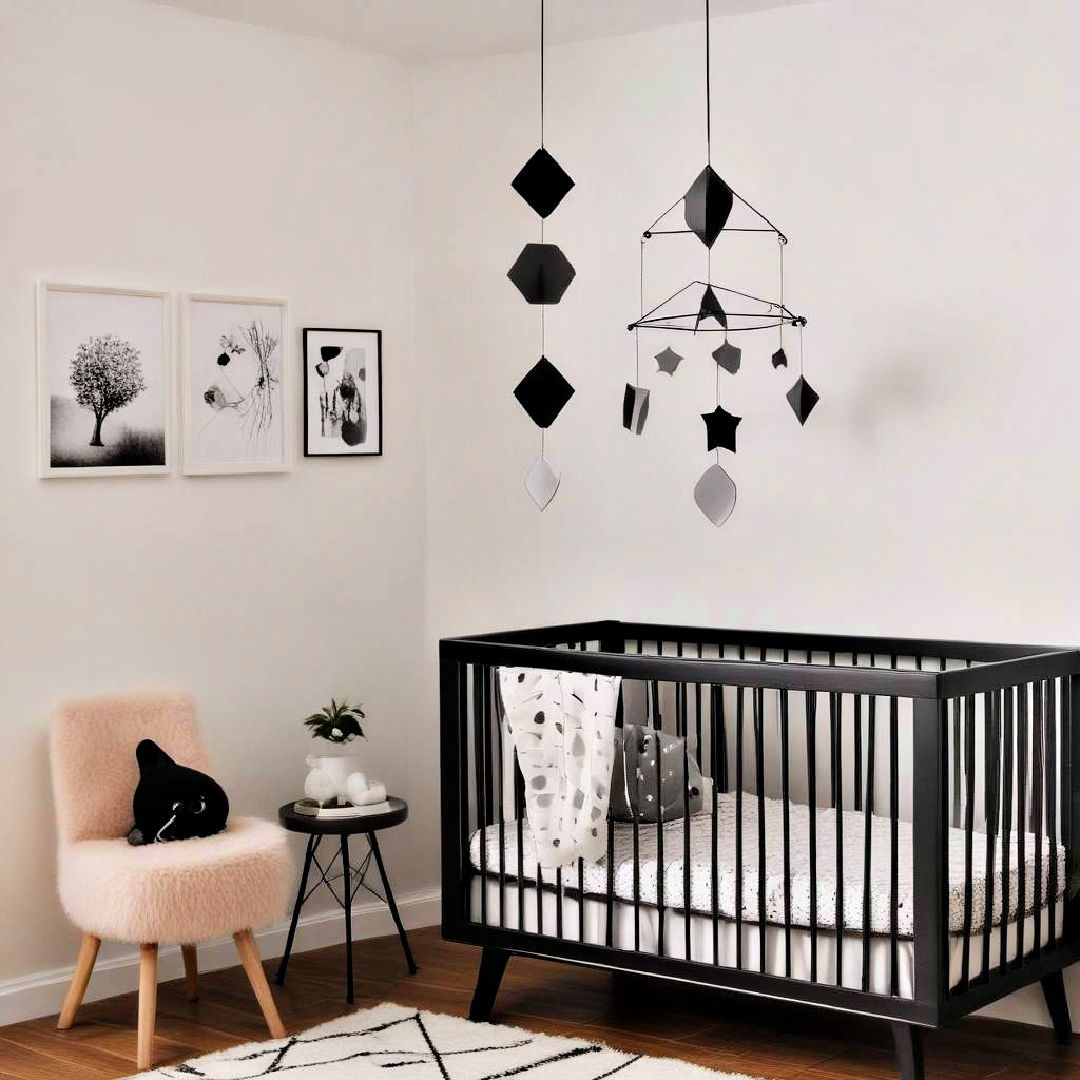 black and white geometric mobile