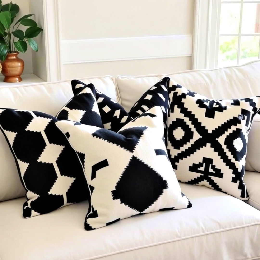 black and white geometric pillows