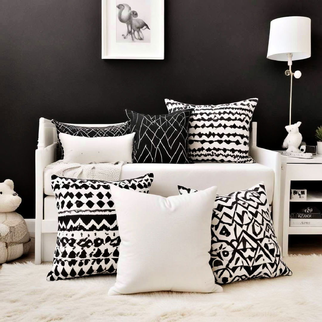 black and white nursery pillows